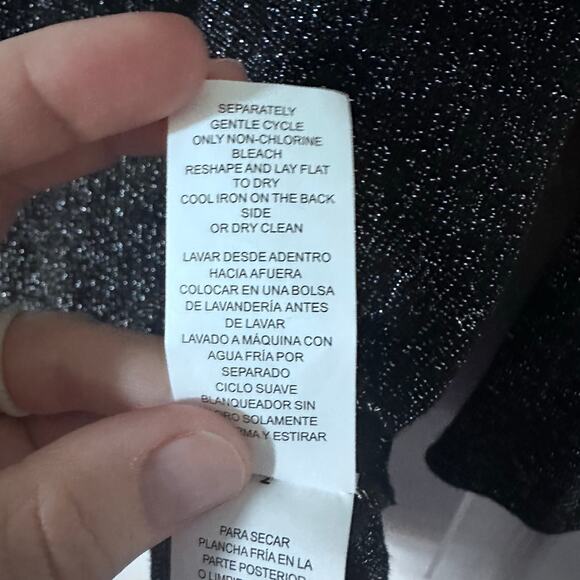 Michael Kors Black Silver Metallic Sparkle Sweater XL - Picture 9 of 10